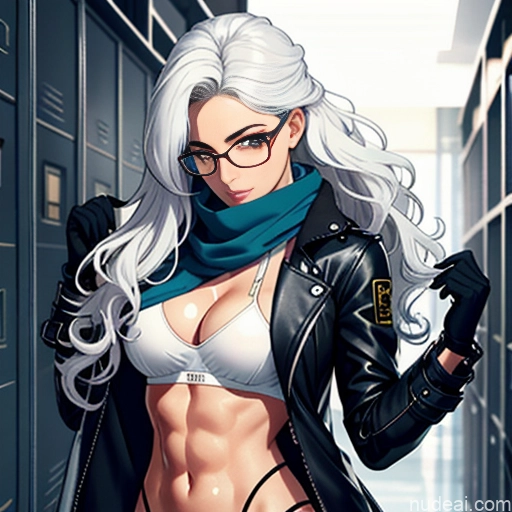 Woman One Small Tits Beautiful Glasses Small Ass Skinny Perfect Body Oiled Body 18 Shocked White Hair Wavy Hair White Locker Room Cleavage Soft Anime Bending Over Gloves Scarf Trench Coat