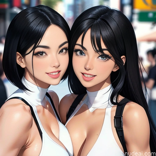 related ai porn images free for Two Woman + Man Perfect Boobs Beautiful Perfect Body 18 Happy Black Hair Bobcut Asian Soft + Warm Street Cosplay