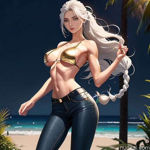 Woman Athlete One Small Tits Beautiful Small Ass Skinny Long Legs Tall Perfect Body Long Hair Oiled Body 18 Sexy Face Ginger Messy White Beach Straddling Pirate Transparent Gold Jewelry 20s Seductive