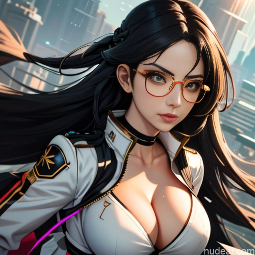 related ai porn images free for Woman One Perfect Body Girl 20s Seductive White Hair Long Hair Glasses Bangs Messy White Black And White Soft Anime Crisp Anime Cyberpunk Tokyo Front View Close-up View Boots Choker Crop Top Face Mask Gloves Jacket Short Shorts Thigh Socks Whale Tail (Clothing)