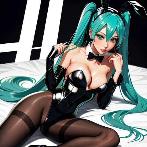 Woman One Playboy Bunny Woman Hatsune Miku Latex Pantyhose Bow Tie Soft Anime Crisp Anime