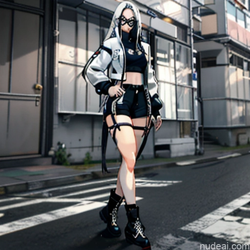 related ai porn images free for Woman One Glasses Perfect Body Long Hair 20s Seductive White Hair Straight Bangs White Aogami Soft Anime Crisp Anime Urban Samurai V2 Whale Tail (Clothing) Short Shorts Thigh Socks Crop Top Jacket