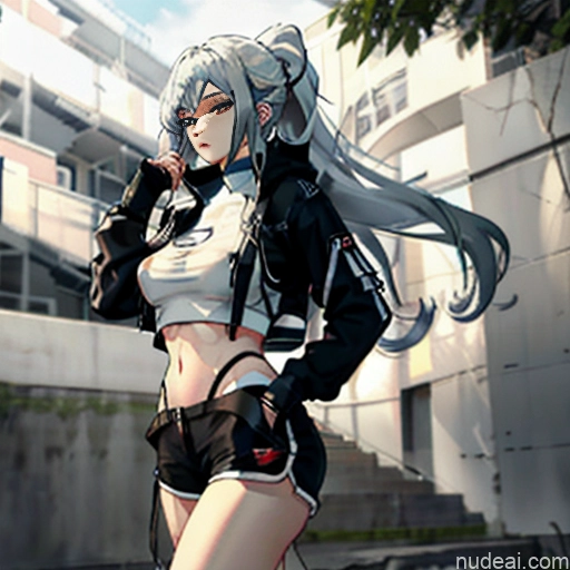 related ai porn images free for Woman One Perfect Body Long Hair 20s Seductive White Hair Straight Bangs White Soft Anime Crisp Anime Urban Samurai V2 Whale Tail (Clothing) Short Shorts Thigh Socks Crop Top Jacket Close-up View Skinny