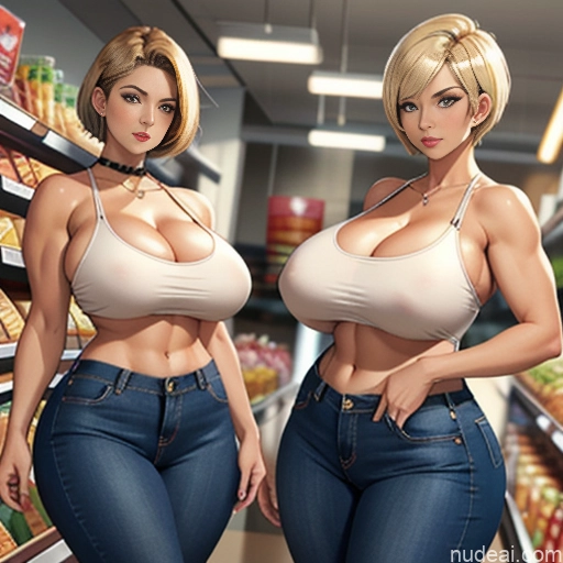 ai nude image of pics of Milf One Huge Boobs Perfect Boobs Beautiful Thick Big Hips Perfect Body Short Hair Blonde Soft + Warm Skin Detail (beta) Grocery Jeans Shirt Pokies Huge Tits, Hard Nipples Cleavage Transparent Pearl Jewelry Slicked