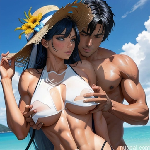 related ai porn images free for Model Athlete Woman + Man Two Busty Beautiful Muscular Abs Tall Long Hair Tanned Skin 20s Seductive Sexy Face Deep Blue Eyes Black Hair Bangs Straight Hime Cut Anime Front View Bathing Nipple Tweak Nude Hentai Breast Grab(sex Position) Shower Against Glass Sex