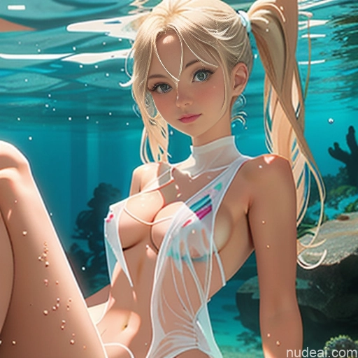 Sorority One Skinny Small Tits Small Ass Short Better Swimwear One Piece V2 18 Blonde Pigtails White Soft Anime Underwater Transparent