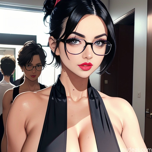 Woman Two Huge Boobs Lipstick Glasses Perfect Body Fairer Skin Short Hair 20s Sexy Face Seductive Pouting Lips Orgasm Ahegao Blonde Black Hair Bobcut Ponytail Messy Hair Bun Slicked Straight Asian Filipina Japanese Korean Mirror Selfie Bedroom Front View Cumshot Blowjob 80s Partially Nude Bright Lighting