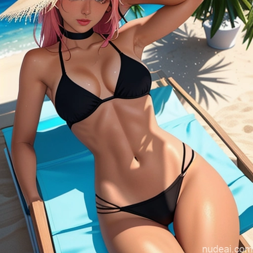 ai nude image of pics of Small Ass 18 Pink Hair Tanned Skin Black Soft Anime Back View Short Shorts