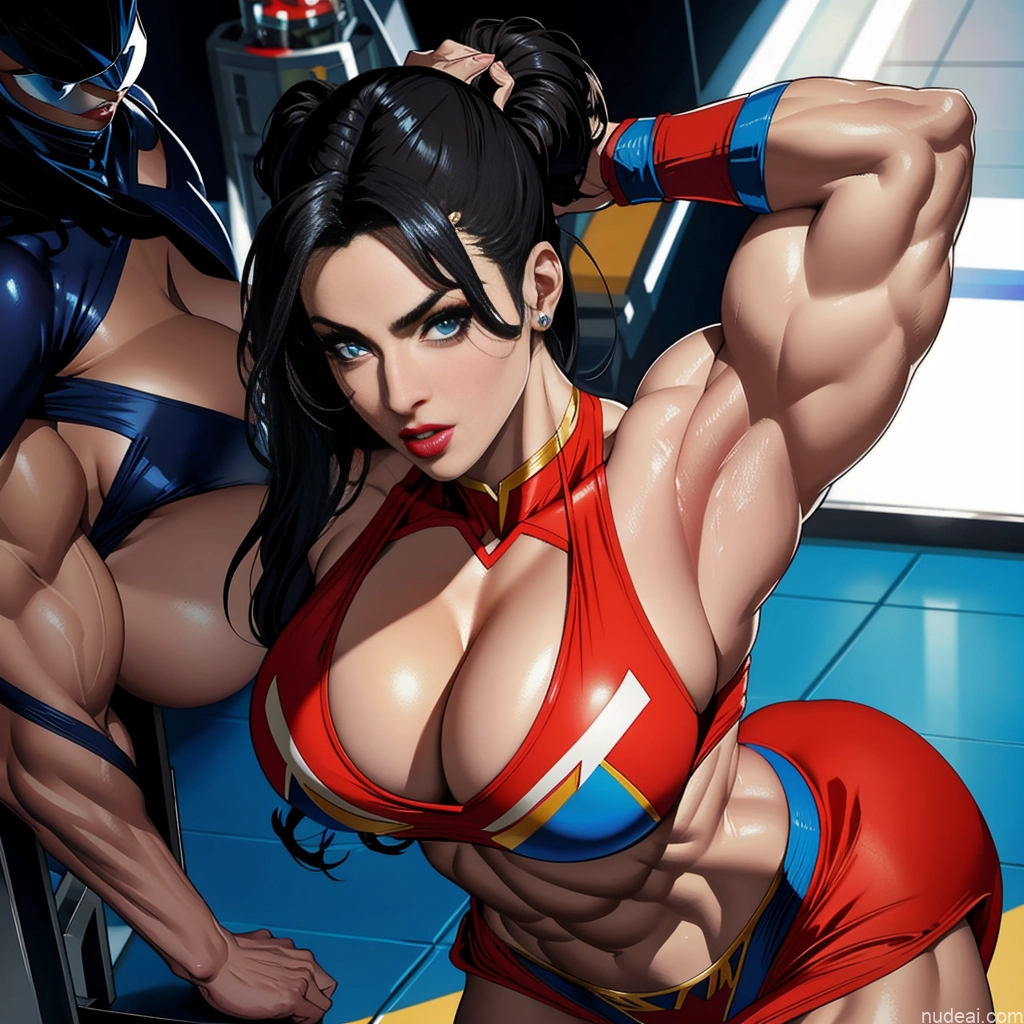 related ai porn images free for Superhero Woman Bodybuilder Several Busty Front View