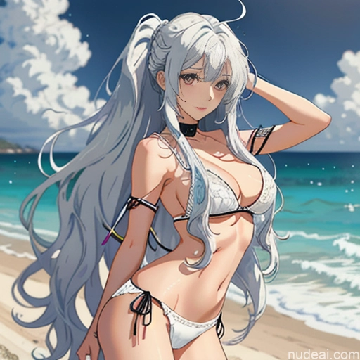 related ai porn images free for Woman One Skinny Long Hair 20s Seductive White Hair Bangs Messy White Soft Anime Beach True Off-shoulder Bikini Crisp Anime Undressing Bra Beautiful