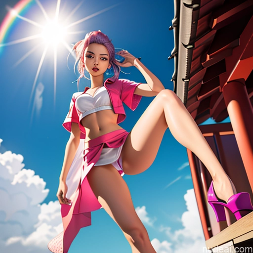 related ai porn images free for Model Anis Nikke Richy 18 Ahegao Rainbow Haired Girl Slicked Japanese Pose Standing One Leg Up No Panties?