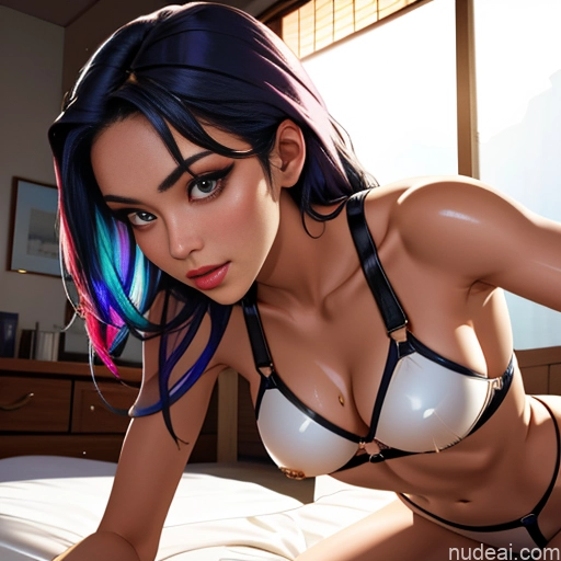 ai nude image of pics of Miss Universe Model 18 Ahegao Rainbow Haired Girl Messy Japanese Bedroom Oiled Body Bondage Outfit/Dominatrix 拘束带装 Close Up Vaginal + Creampie