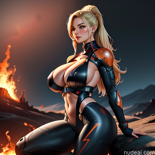 Cyborg Big Hips Big Ass Yoga Mech Suit Hell Bimbo Huge Boobs Topless Cleavage Partially Nude