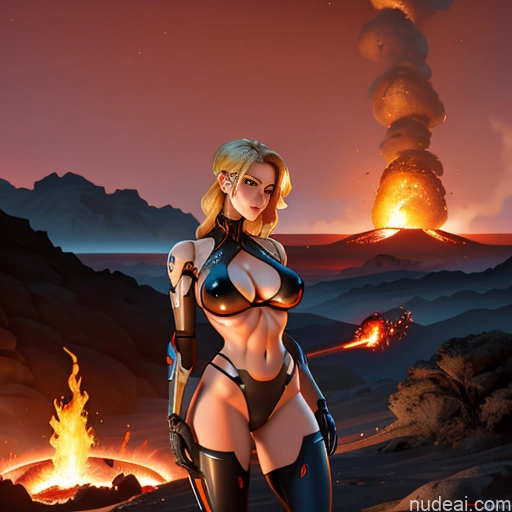 Cyborg Big Hips Big Ass Yoga Mech Suit Hell Bimbo Huge Boobs Topless Cleavage Partially Nude Pubic Hair