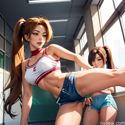 ai nude image of pics of Asian Sorority Two 18 Sexy Face Blonde Brunette Pigtails Straight School Hallway Dolphin Shorts Scissors Pose On Back Cumshot Crisp Anime Skin Detail (beta) Anime