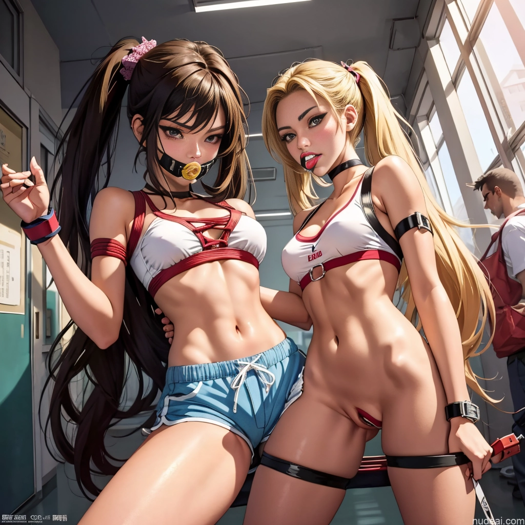 ai nude image of pics of Asian Sorority Two 18 Sexy Face Blonde Brunette Pigtails Straight School Hallway Dolphin Shorts Scissors Pose On Back Cumshot Crisp Anime Skin Detail (beta) Anime Detailed Bondage