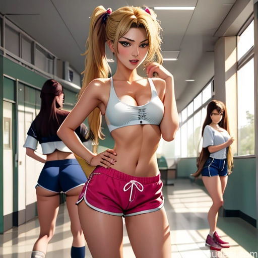 ai nude image of pics of Asian Sorority Two 18 Sexy Face Blonde Brunette Pigtails Straight School Hallway Dolphin Shorts Scissors Pose On Back Cumshot Crisp Anime Skin Detail (beta) Anime Detailed