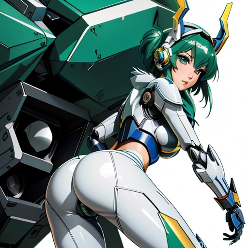 SuperMecha: A-Mecha Musume A素体机娘 Leon Raymond Fantasy Armor Butt Bite Pantsuit Green Hair