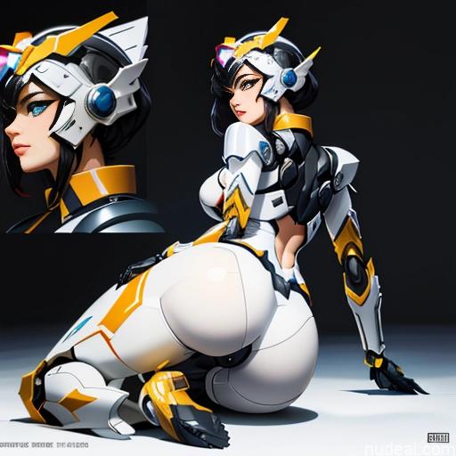 SuperMecha: A-Mecha Musume A素体机娘 Leon Raymond Butt Bite Pantsuit Black Hair