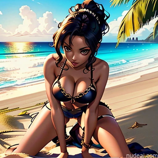 related ai porn images free for Dark Skin African Indian Tribal Huge Boobs Beautiful Big Hips Hourglass Sexy Face Braided Ponytail Close-up View Bending Over Beach Volleyball Bra Short Shorts Cleavage