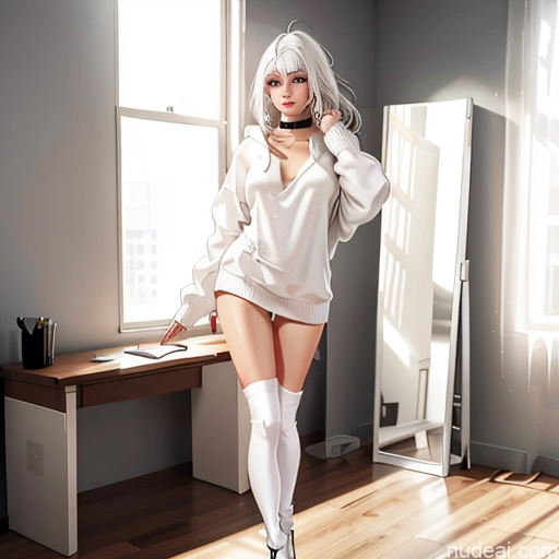 related ai porn images free for Woman One Skinny 20s Seductive White Hair Bangs White Soft Anime Crisp Anime Bedroom Thigh Socks Sweater Choker Oversized Sweater/Hoodie Messy Panties Perfect Boobs Long Legs Straddling