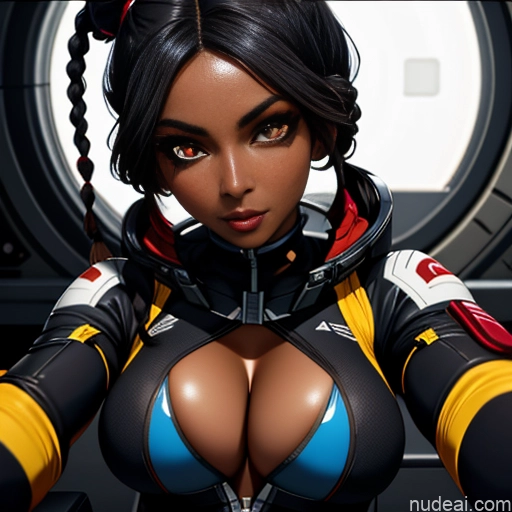 related ai porn images free for Dark Skin Tribal African Goth Huge Boobs Black Hair Braided Pigtails Straddling Spandex Space Suit Cleavage Crisp Anime