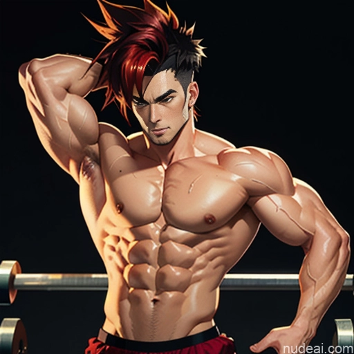 related ai porn images free for Super Saiyan 4 Neon Lights Clothes: Red Woman Muscular Abs Front View Busty