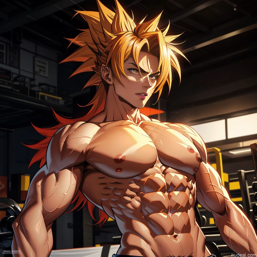 related ai porn images free for Super Saiyan 4 Neon Lights Clothes: Red Woman Muscular Abs Busty Several Front View