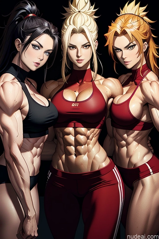 related ai porn images free for Super Saiyan 4 Neon Lights Clothes: Red Woman Muscular Abs Busty Several Front View