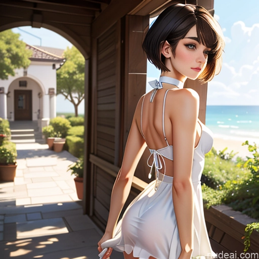 One 18 White Sorority Skinny Small Tits Small Ass Short Hair Brunette Pixie Choker Summer Dress Code Pose 不小心摔倒 Fallen_down