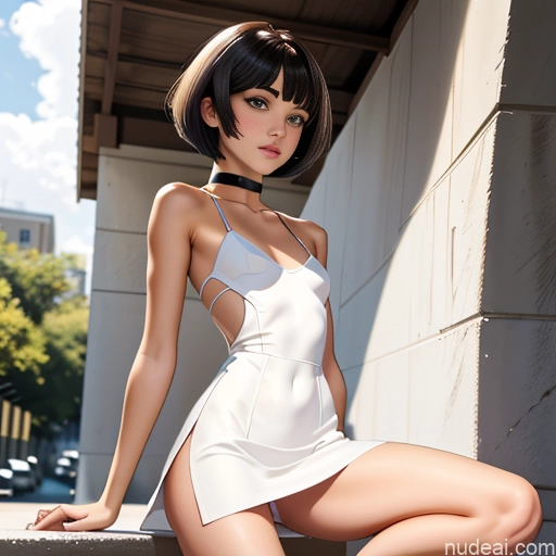 One 18 White Sorority Skinny Small Tits Small Ass Short Hair Brunette Pixie Choker Summer Dress Code Pose 不小心摔倒 Fallen_down