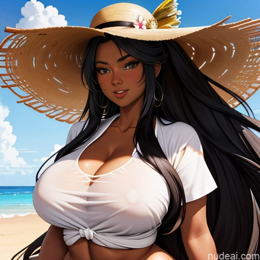 ai nude image of pics of Dark Skin 18 Pink Hair Shirt Busty Long Hair Perfect Boobs Black Ahegao Tanned Skin African Chubby Big Hips Detailed Crisp Anime (Double)-Paizuri Two