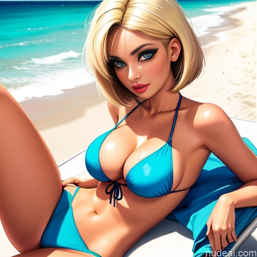 related ai porn images free for Woman One 30s Blonde Bobcut Bikini 80s