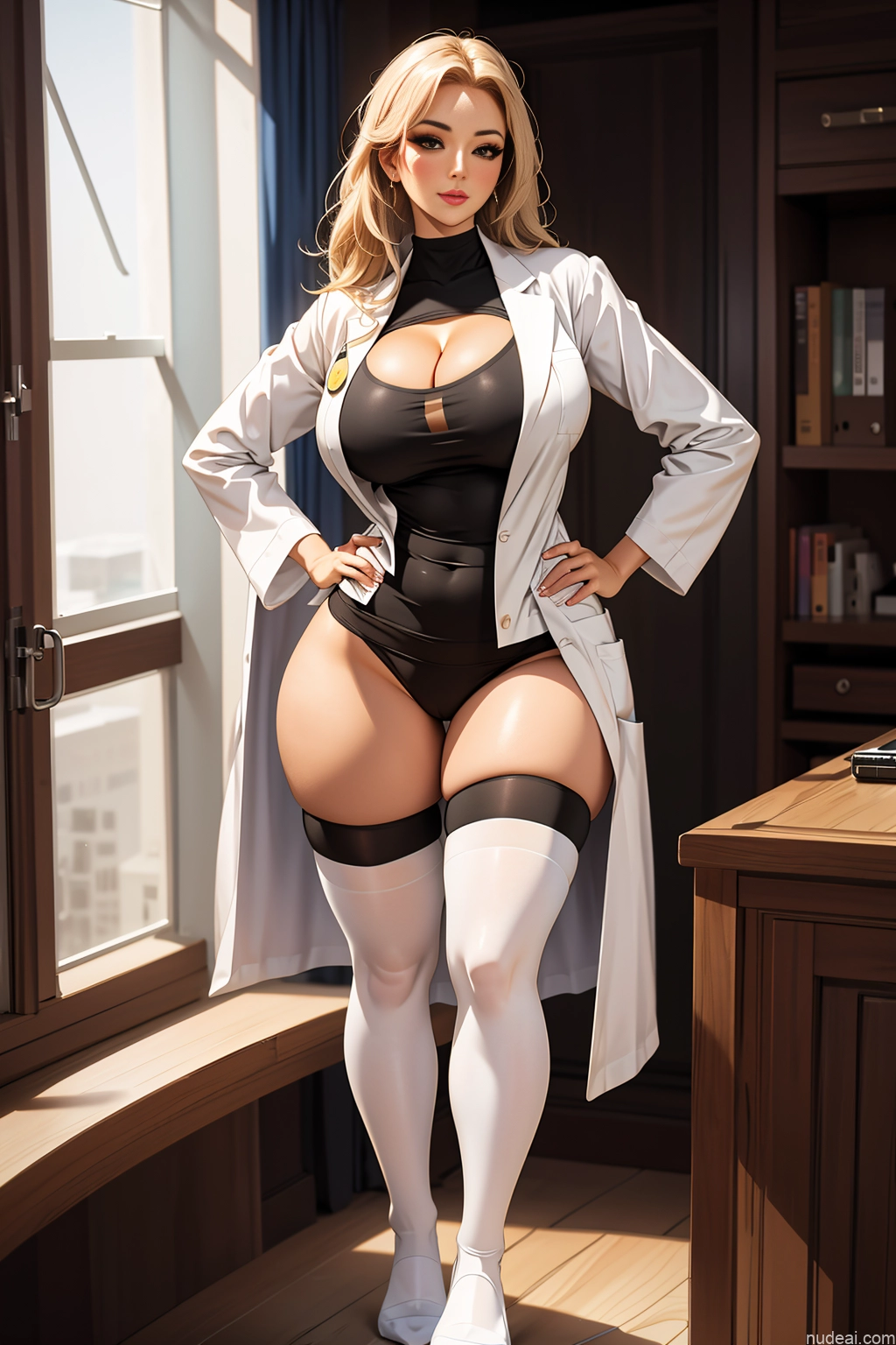 related ai porn images free for Milf Beautiful Big Ass Thick Big Hips Cleavage Micro Skirt Thigh Socks Lab Coat