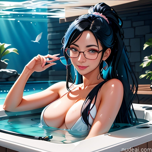 ai nude image of pics of Woman One Oiled Body Huge Boobs 18 Short Japanese Korean Straight Warm Anime Front View Yoga Nude Partially Nude Diamond Jewelry Dark Lighting Detailed Black Hair Shower Pink Hair Happy Glasses Fairer Skin Long Hair Seductive Underwater Hot Tub Topless Transparent Blue Hair