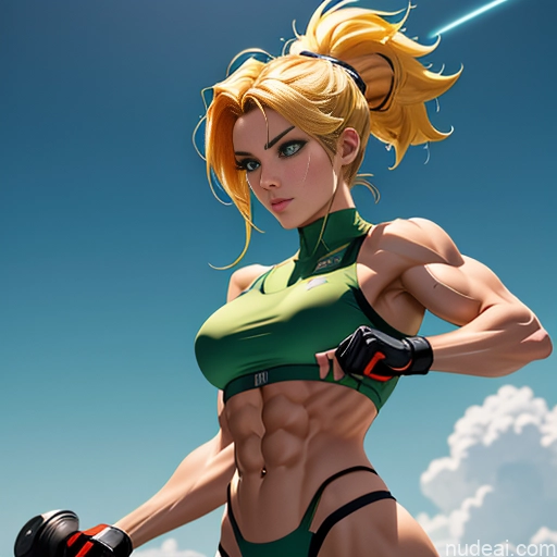 related ai porn images free for Super Saiyan Science Fiction Style Cosplay Busty Front View Battlefield Bodybuilder Woman Abs Blonde Cyborg