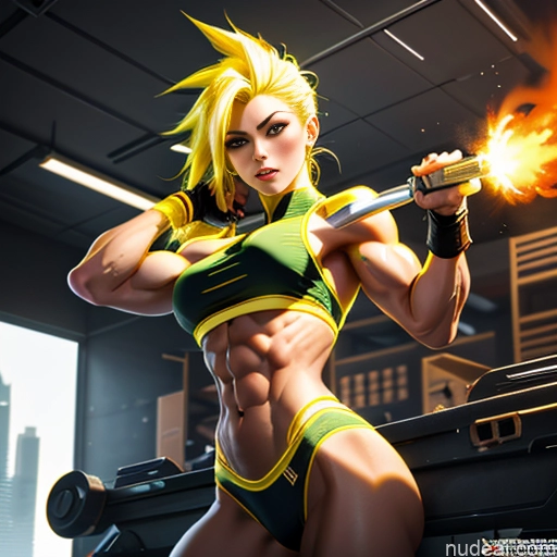 ai nude image of pics of Super Saiyan Science Fiction Style Woman Bodybuilder Busty Asian Front View Japanese Cosplay Battlefield Chinese Korean Malaysian Mongolian Abs Cyborg Neon Lights Clothes: Yellow Neon Lights Clothes: Orange Neon Lights Clothes: Red