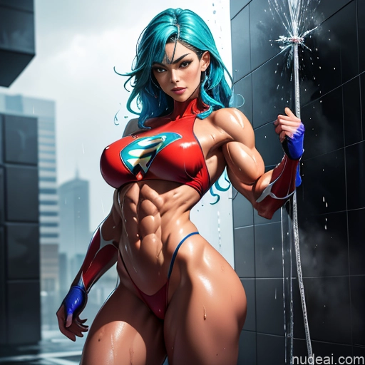 related ai porn images free for Superheroine Superhero Busty Muscular Powering Up Abs Shower