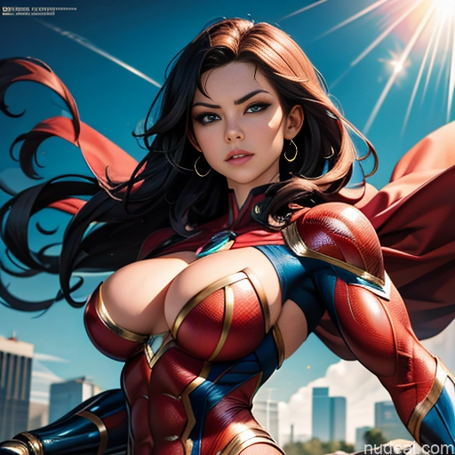 Superheroine Superhero Busty Muscular Abs Squirt