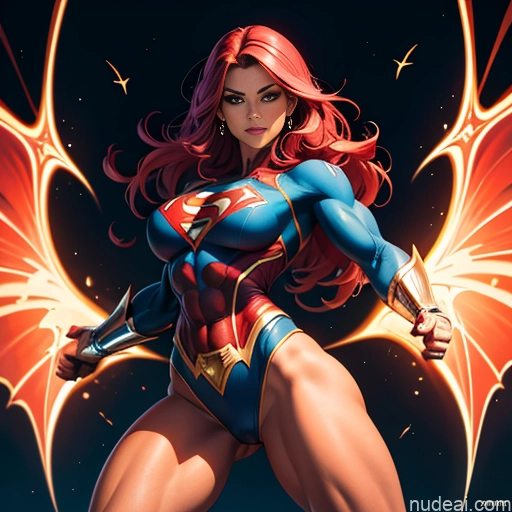 ai nude image of pics of Superheroine Superhero Busty Muscular Abs Powering Up Vampire