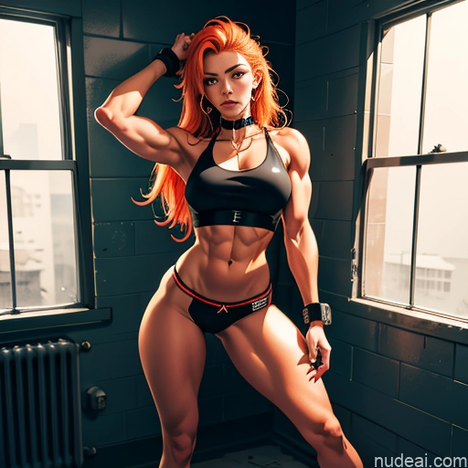 related ai porn images free for Busty Muscular Abs Long Legs Tall Tanned Skin Oiled Body 18 Serious Ginger Long Hair Full Frontal Boots Choker Daisy Dukes Crop Top Tank Top Bodybuilder Transparent T-pose Prison Bondage