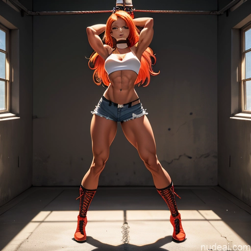 related ai porn images free for Busty Muscular Abs Long Legs Tall Tanned Skin Oiled Body 18 Serious Ginger Long Hair Full Frontal Boots Choker Daisy Dukes Crop Top Tank Top Bodybuilder Transparent T-pose Prison Bondage Mesh