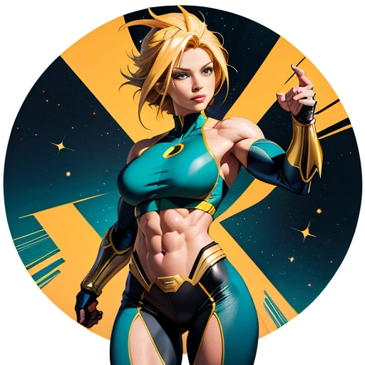 related ai porn images free for Superheroine Super Saiyan Superhero Muscular Busty Abs Science Fiction Style Front View