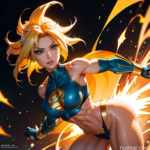 related ai porn images free for Super Saiyan Superhero Muscular Busty Abs Powering Up Superheroine