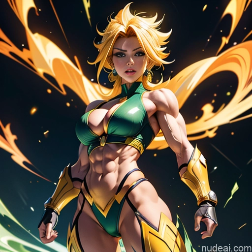 related ai porn images free for Super Saiyan Superhero Muscular Busty Abs Powering Up Superheroine