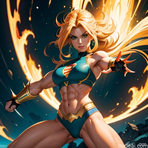 related ai porn images free for Superhero Muscular Busty Abs Powering Up Superheroine Super Saiyan 3