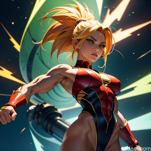 related ai porn images free for Superhero Muscular Busty Abs Powering Up Science Fiction Style Super Saiyan Cosplay Bodybuilder