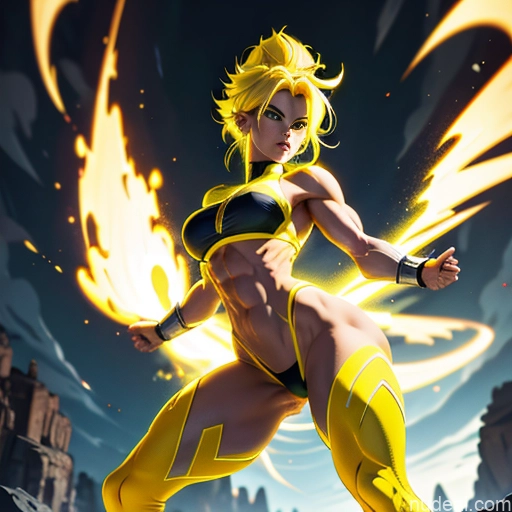 related ai porn images free for Muscular Busty Abs Powering Up Science Fiction Style Super Saiyan Super Saiyan 3 Neon Lights Clothes: Yellow