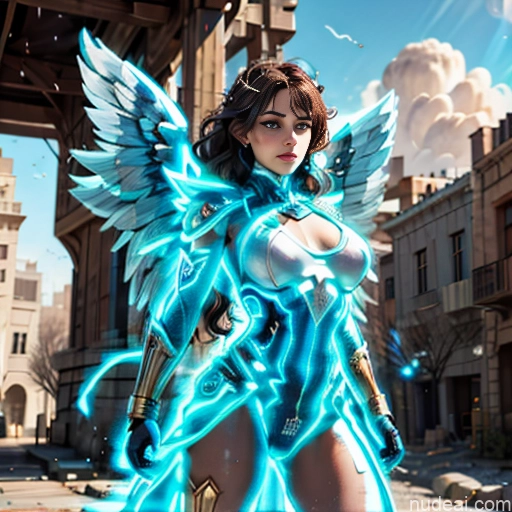 ai nude image of pics of Israel Jewish Superhero Bodybuilder Busty Abs Powering Up Heat Vision Regal Neon Lights Clothes: Blue Has Wings Muscular Curly Hair Battlefield