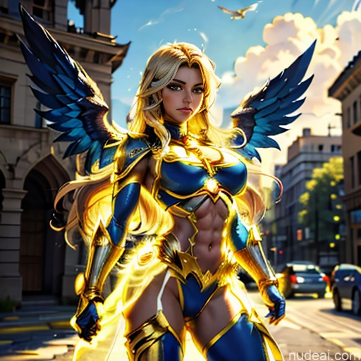 related ai porn images free for Superhero Busty Abs Muscular Ukraine Neon Lights Clothes: Yellow Superheroine Has Wings